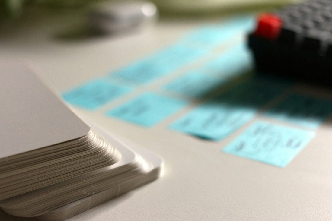 studying language with flashcards and journal