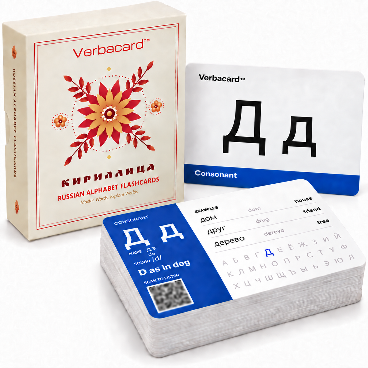 Russian Alphabet Flashcards: Print & Cursive Cyrillic with Audio
