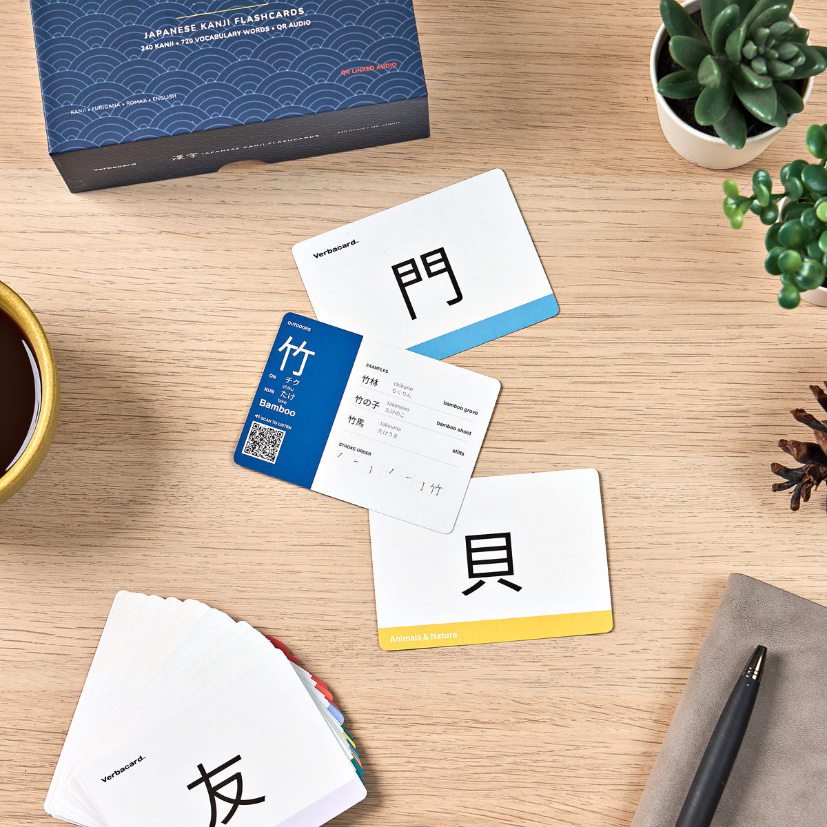 Japanese Kanji Flashcards | Premium 240-Card Set (Jōyō Grades 1 & 2)